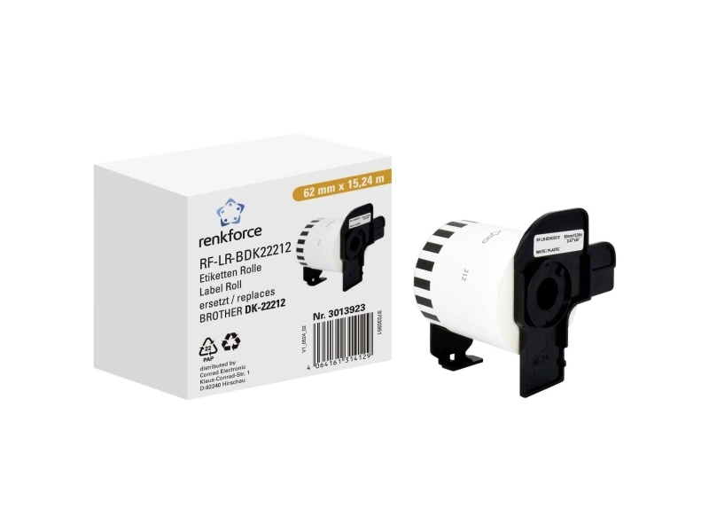 Renkforce Rf-6027846, 15,24 M, 6,2 Cm, 1 Stk, Hvid, Papir, Ql-550 Ql-500 Ql-500A Ql-500Bs Ql-500Bw Ql-560Vp Ql-560 Ql-570 Ql-580N Ql-650Td
