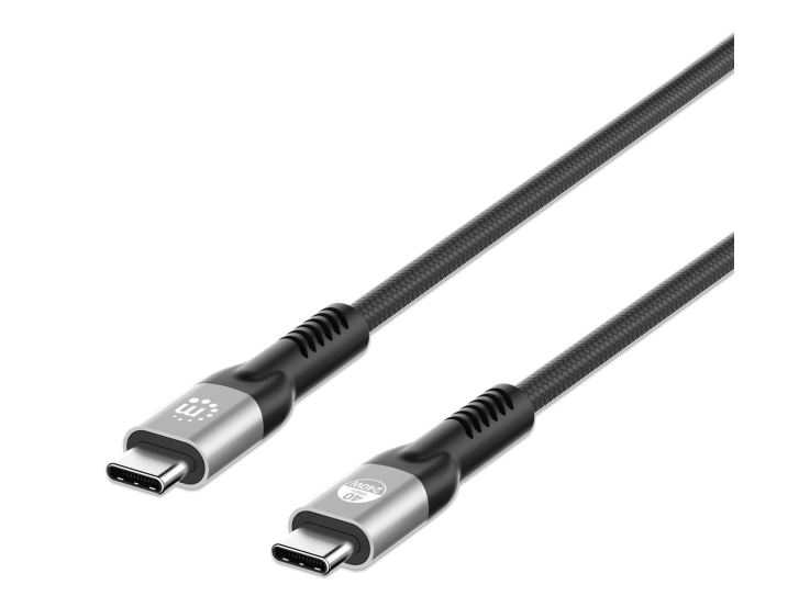 Manhattan USB4 Gen 3x2/ Thunderbolt 3 / Thunderbolt 4 / DisplayPort 2.0 (Alt Mode) USB Type-C kabel 2m Sort