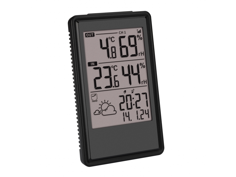 Tfa-Dostmann Etna, Schwarz, Innen-Hygrometer, Innen-Thermometer, Außen-Hygrometer, Außen-Thermometer, Hygrometer, Thermometer, Hygrometer, Thermomete