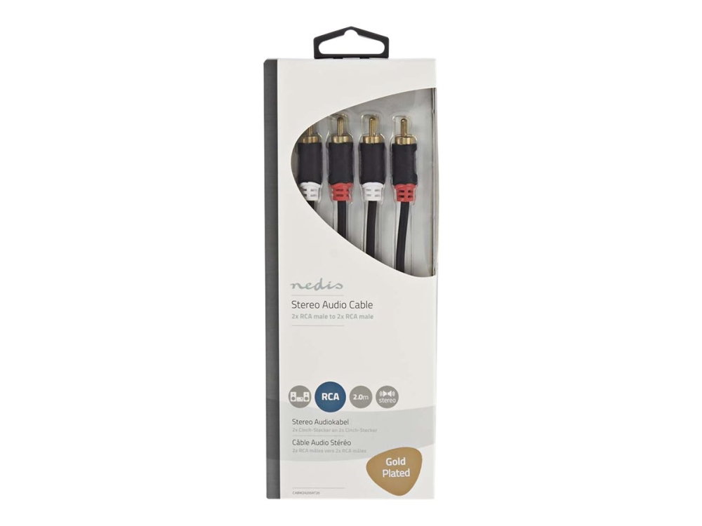 Nedis – Audiokabel – Rca Han Til Rca Han – 2 M – Antracit (Sort) – Rund