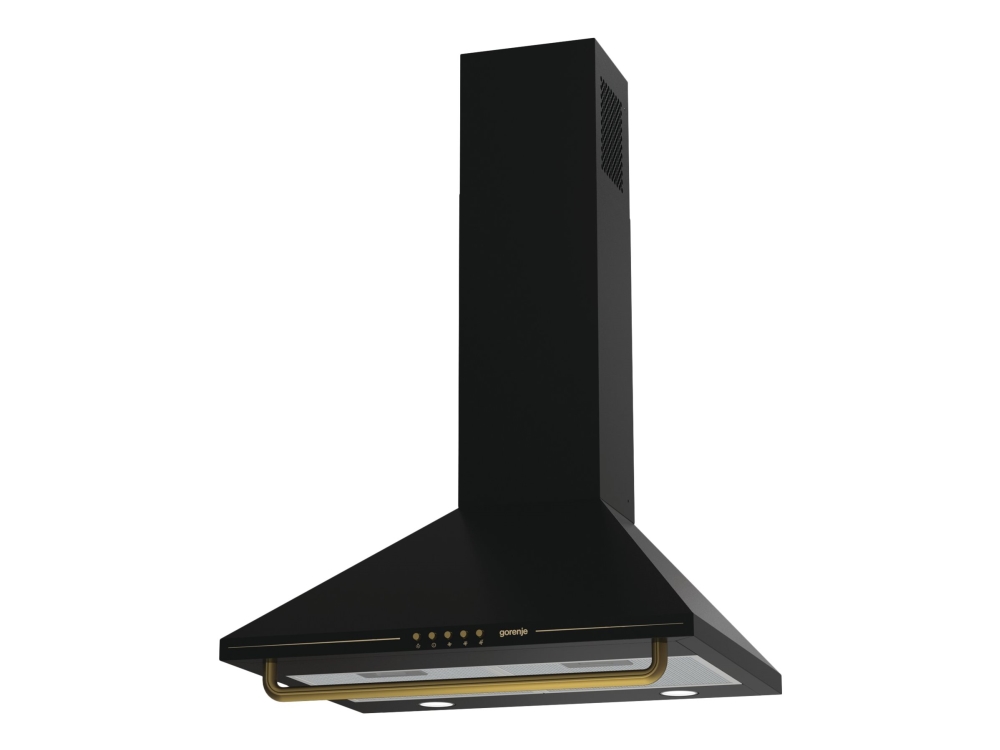 Gorenje WHC63CLB - Hætte - skorsten - bredde: 60 cm - dybde: 50 cm - udtrækning og recirkulation (-) - mat sort