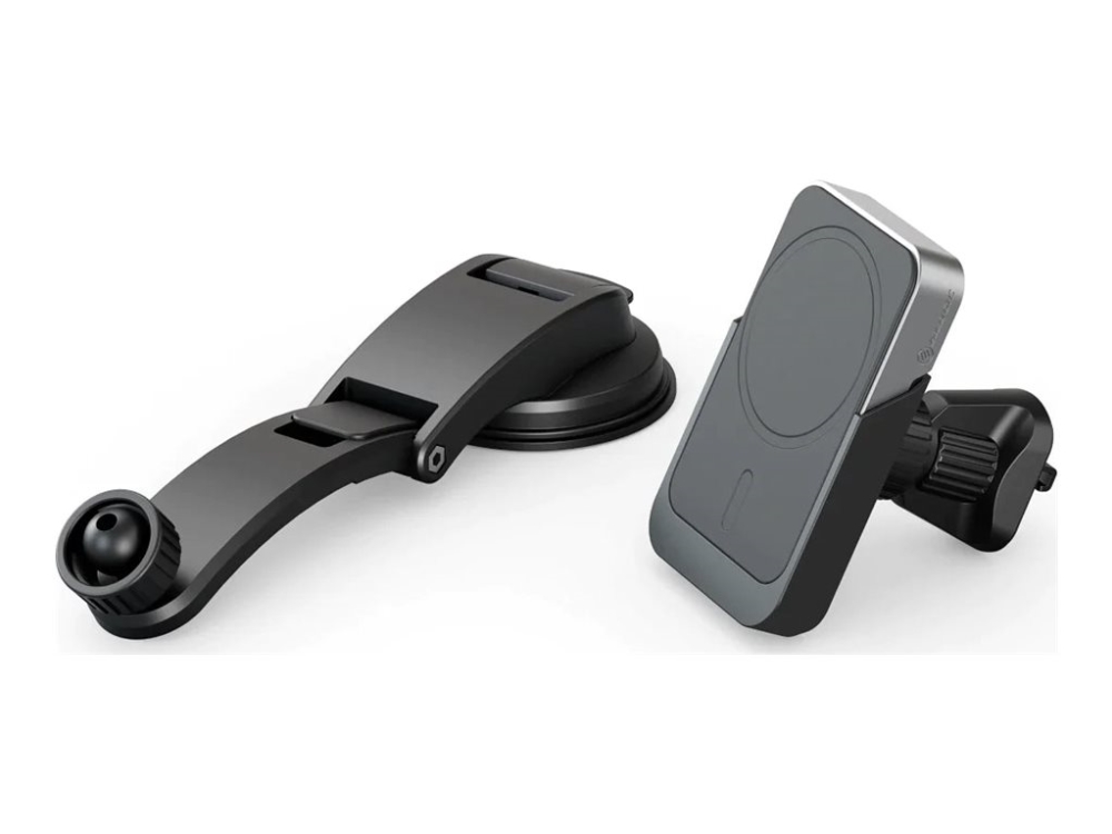 ALOGIC Matrix - Trådløs opladerholder til bil - universel, magnetisk, med luftudledning og dash-montering + bilstrømsadapter - 15 Watt