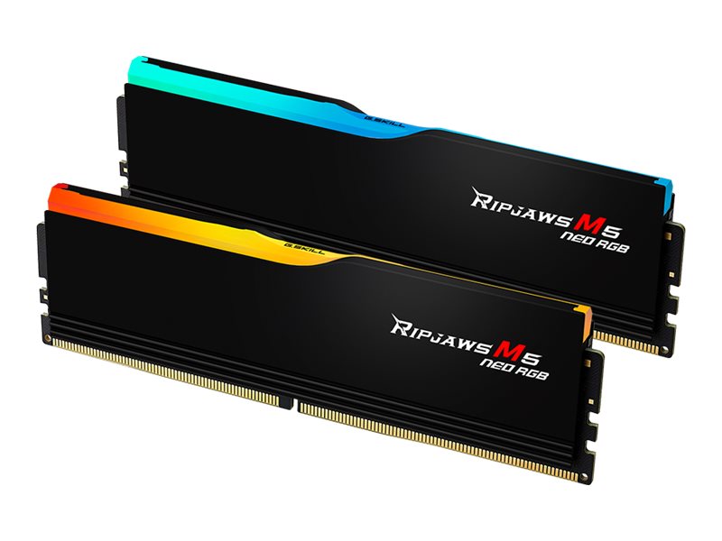 G.Skill Ripjaws M5 Neo RGB - DDR5 - sæt - 64 GB: 2 x 32 GB - DIMM 288-PIN - 3000 MT/s / PC5-48000 - CL36 - 1.35 V - ikke bufferet - on-die ECC - mat sort