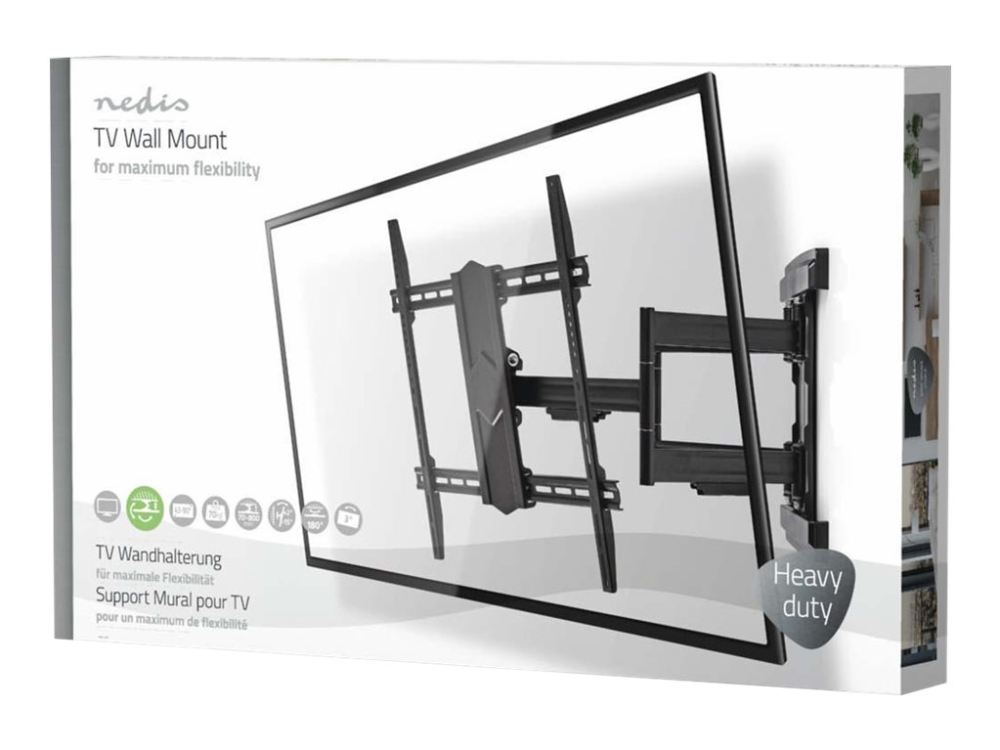 Nedis Tvwm6570bk, 2,29 M (90"), 400 X 200 Mm, 800 X 600 Mm, 0 - 17°, Stahl, Schwarz