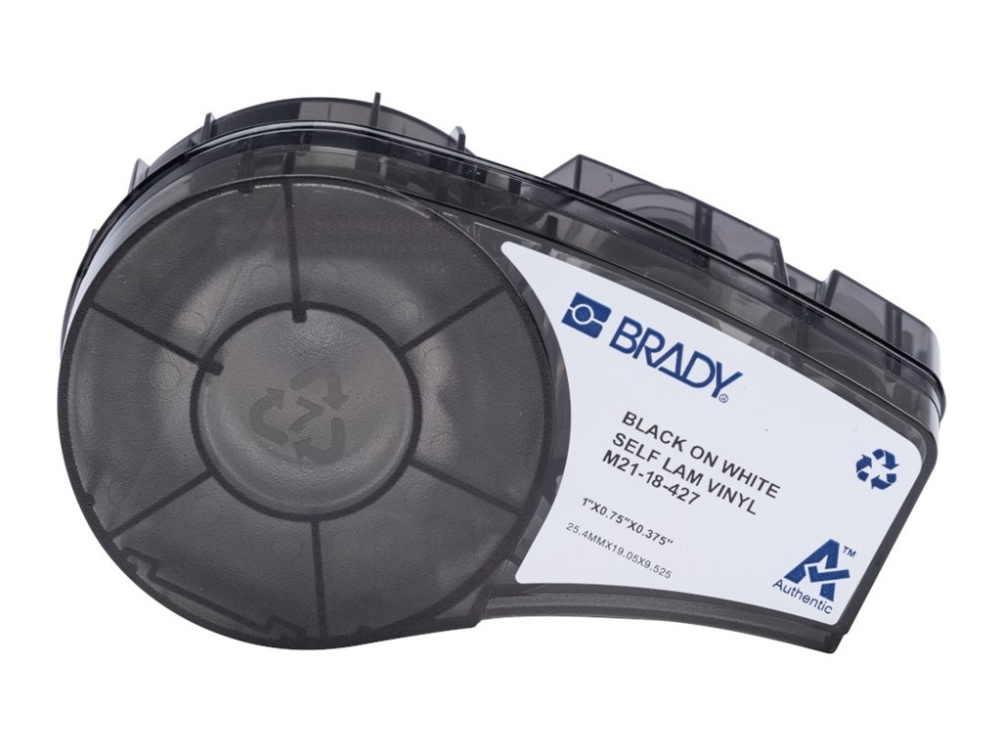 Brady M21-18-427, Weiß, Selbstklebendes Druckeretikett, Gestanztes Etikett, Dp1, Vinyl, Wärmeübertragung