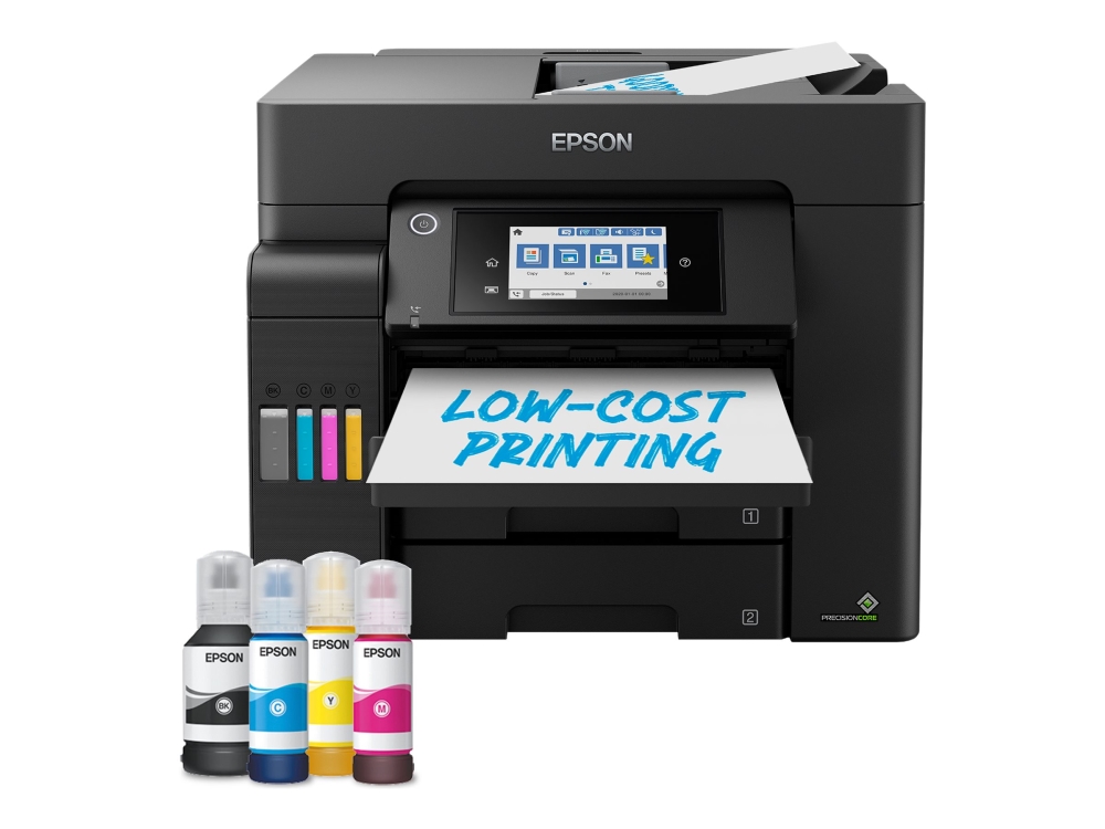 Epson EcoTank ET-5805 - Multifunksjonsskriver - farge - ink-jet - ITS - A4/Legal (medie) - opp til 25 spm (trykking) - 550 ark - 33.6 kbps - USB, LAN, Wi-Fi(ac) - svart