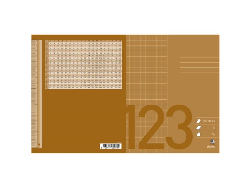 Linealheft Bantex, 17 X 21 Cm, Quadratisch 10 X 10 Mm, Braun, 20 Stück.