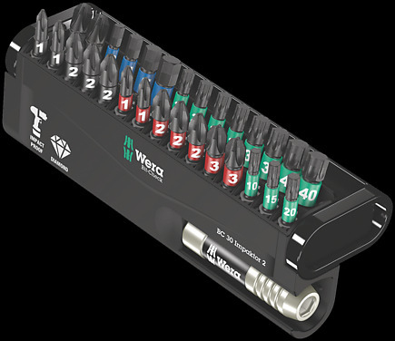 Wera 05057697001, 30 stk, Phillips, Stjerneskruetrækker, Torx Plus, 1/4, PH 1, PH 2, PH 3, PZ 1, PZ 2, PZ 3, TX10, TX15, TX20, TX25, TX30, TX40