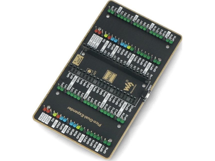 Pico Dual Expander, 2x20 GPIO kaiščių išplėtimas, Raspberry Pi Pico, Waveshare 19343