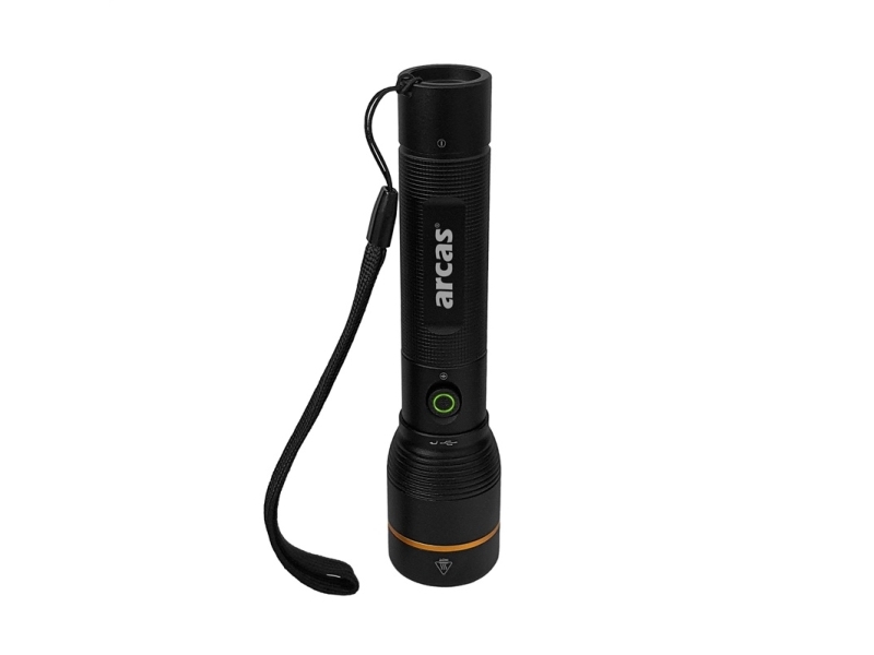 Pocket Flashlight 10W, Rechargeable Usb-C, Black, Arcas