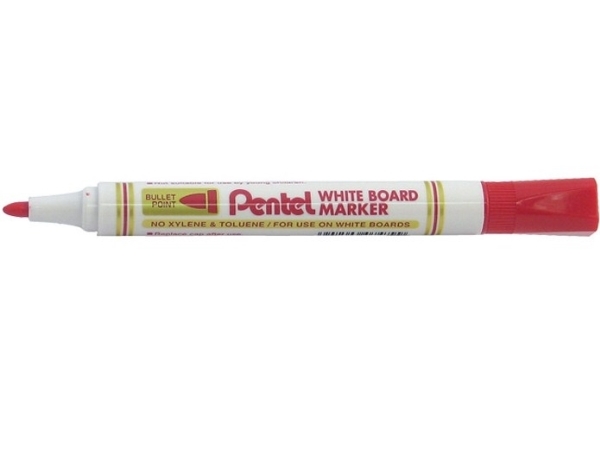 Pentel Mw85, 12 Stk, Rød, Projektilspids, Rød, Hvid, Plast
