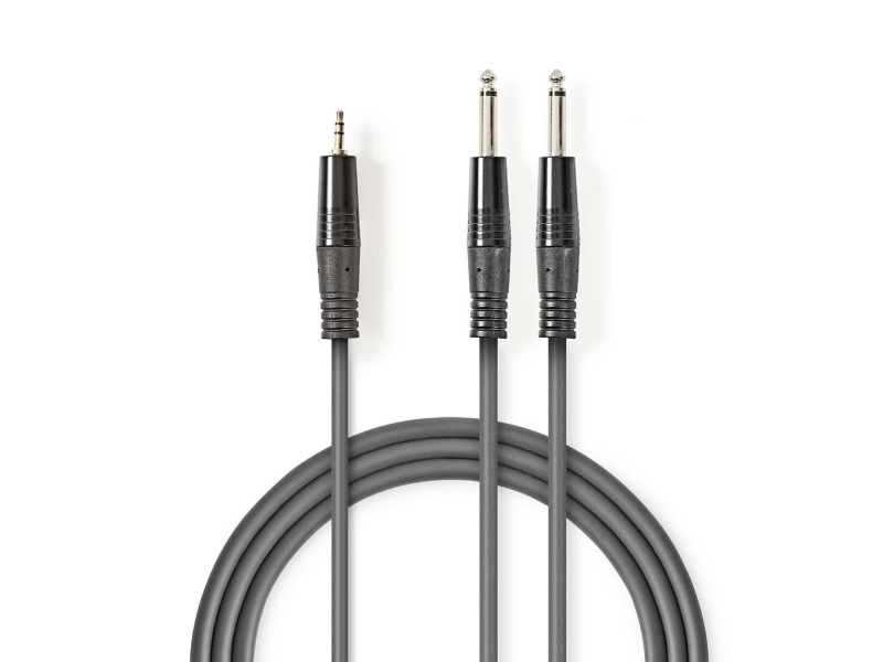 Nedis COTH23200GY15, 2 x 6,35 mm, uros, 3,5 mm, uros, 1,5 m, harmaa