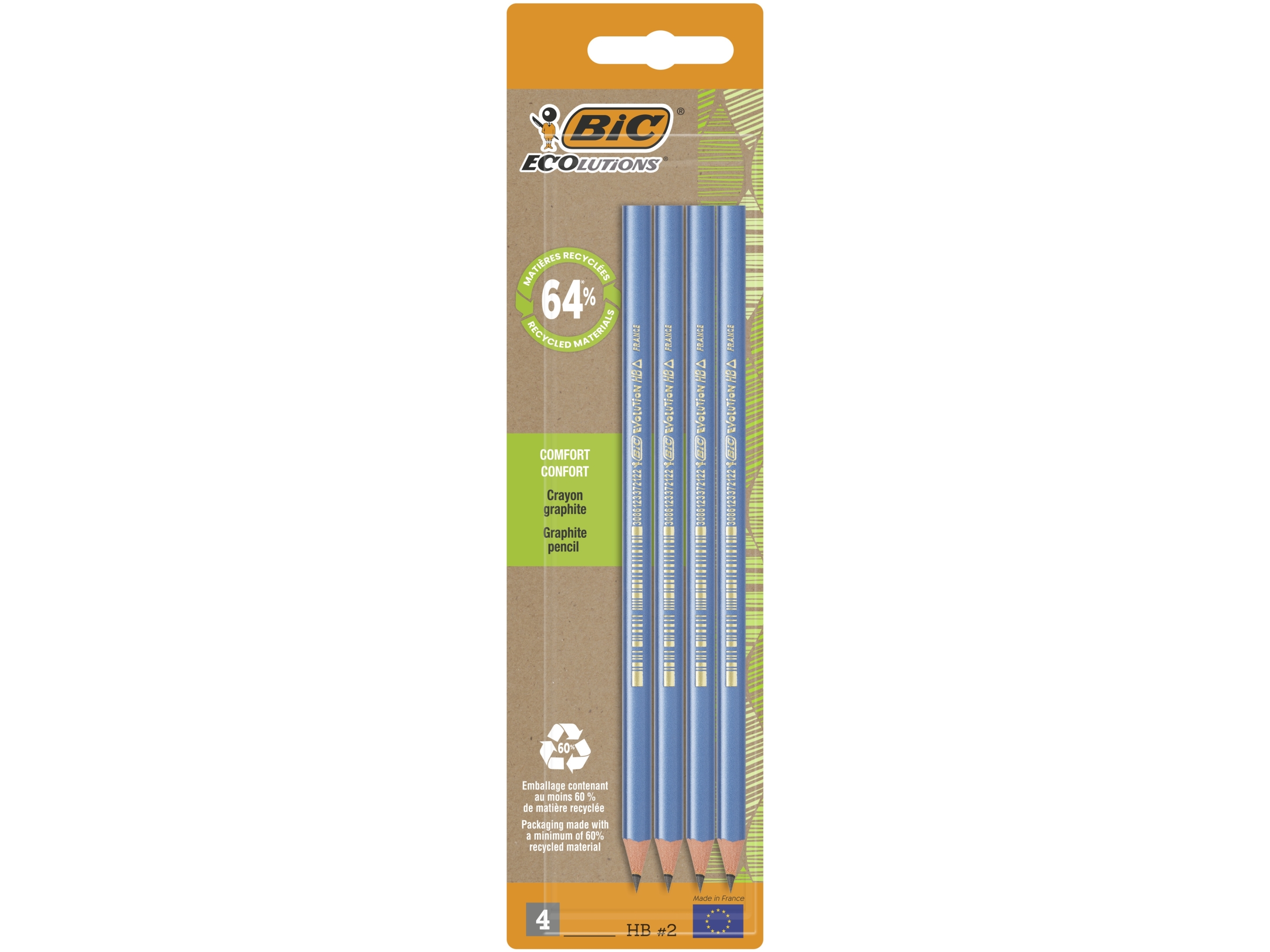 Bic Evolution Triangle, Blister X4, Blau, Dreieckig, Büro, Schule, Sichtverpackung, 4 Stück(E)
