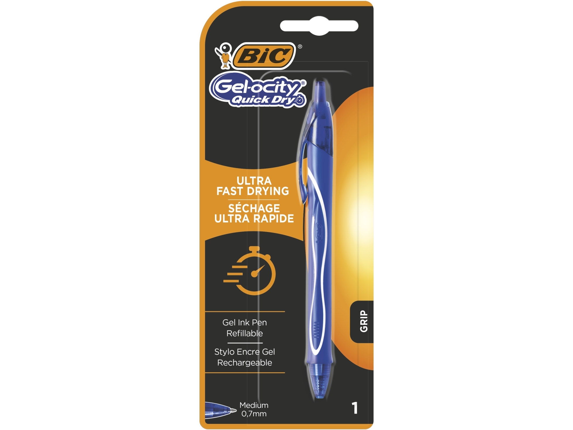 Bic 964765, Ausziehbarer Gelschreiber, Blau, Blau, Medium, Rund, 0,7 Mm