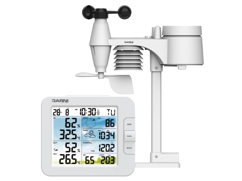 Garni 925T, Weiß, Anemometer (Windgeschwindigkeit), Innen-Luftdruck, Innen-Hygrometer, Innen-Thermometer,..., Barometer, Hygrometer, Regenfall, Therm