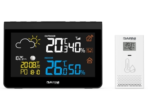 Garni 612 Precise, Sort, Hvid, Indendørs Barometer, Indendørs Hygrometer, Indendørs Termometer, Udendørs Barometer, Udendørs..., Barometer, Hygromete