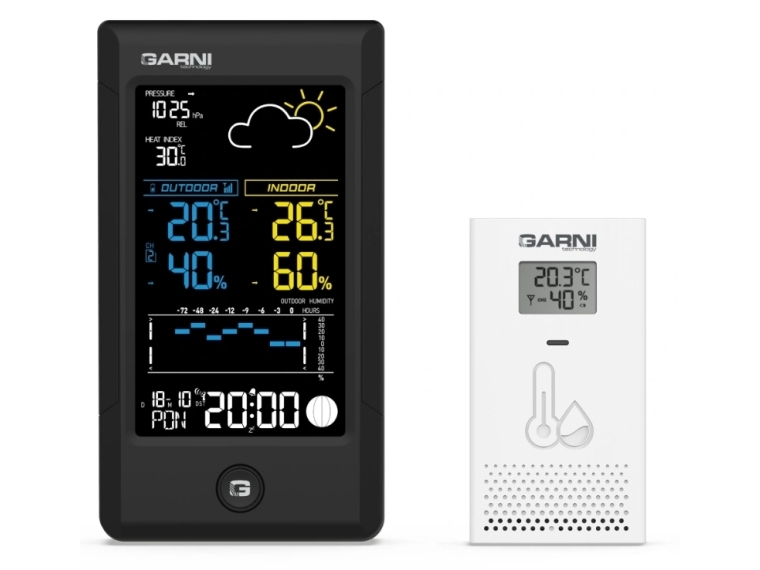 Garni 615B Precise, Sort, Hvid, Indendørs Barometer, Indendørs Hygrometer, Indendørs Termometer, Udendørs Barometer, Udendørs..., Barometer, Hygromet