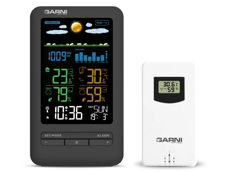 Garni 291 Line, Sort, Hvid, Indendørs Barometer, Indendørs Hygrometer, Indendørs Termometer, Udendørs Barometer, Udendørs..., Barometer, Hygrometer,