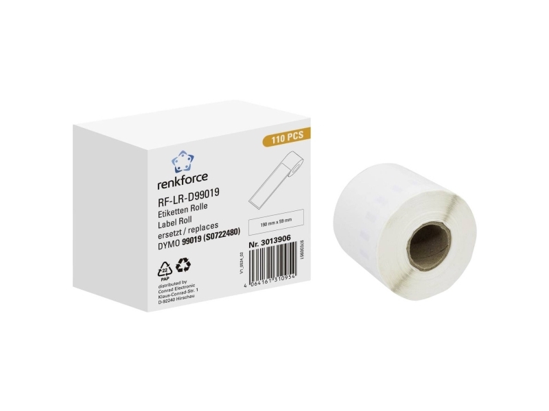 Renkforce Etikettenrolle 190 X 54 Mm Papier Weiß 1 Stück Standard Rf-6027812 Universal-Etiketten
