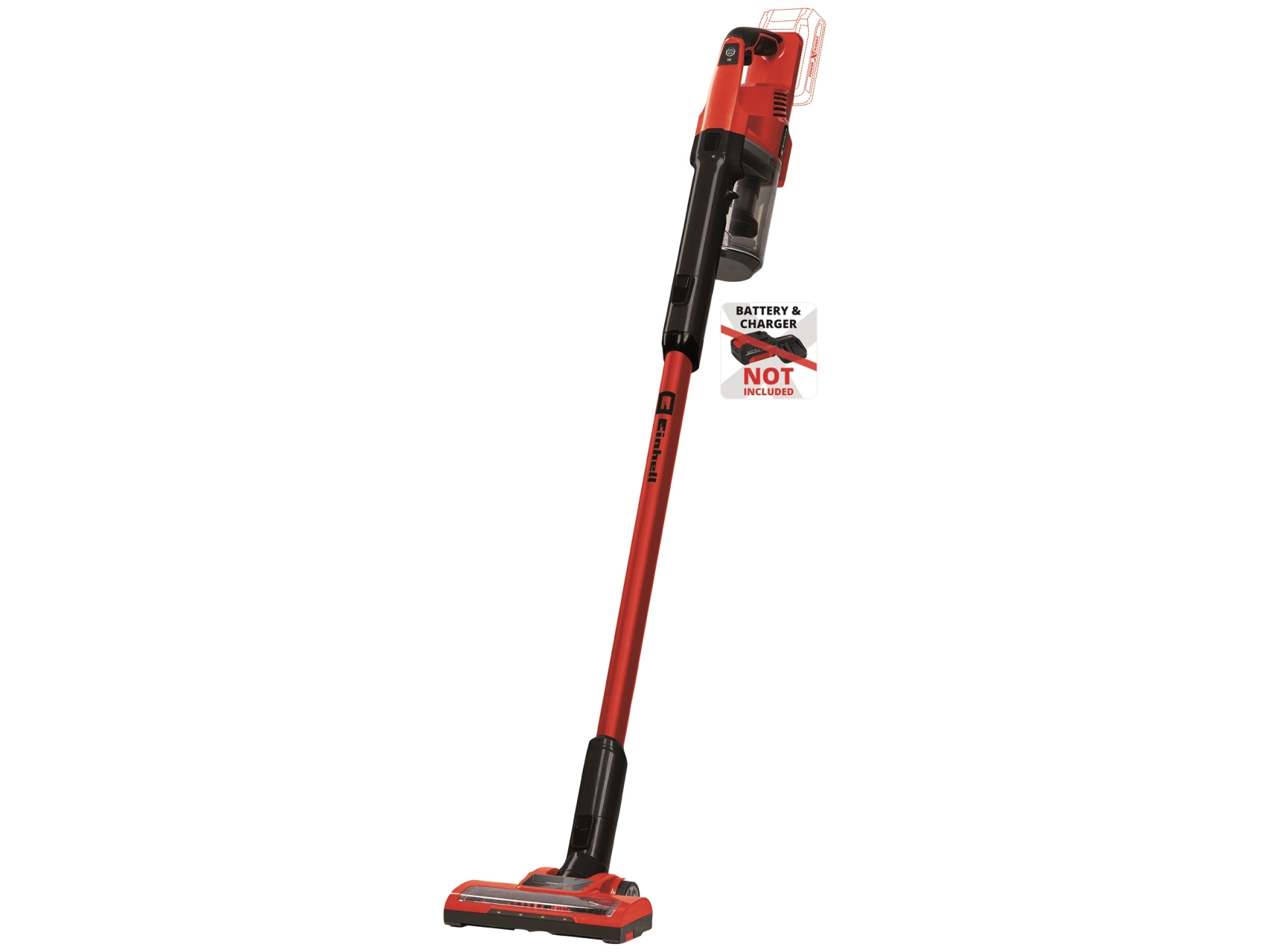 Einhell Te-Sv 18 Li-Solo, 2-In-1 Stick Vacuum, Bagless, Black, Red, Dry, Bare Floor, Hard Floor, Stair Steps, Battery - Solo