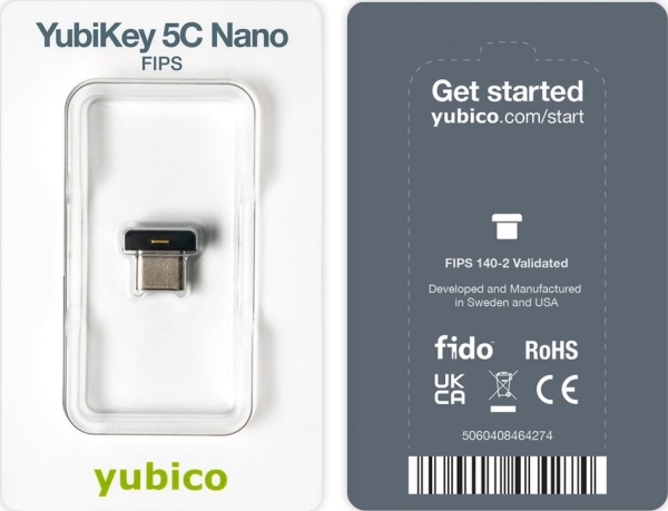 Yubico Yubikey 5c Nano Fips Windows Macos Chrome Os Linux Svart 2048 Bit Rsa Fips 140 2 Google Account Microsoft Account Salesforce.com Cc