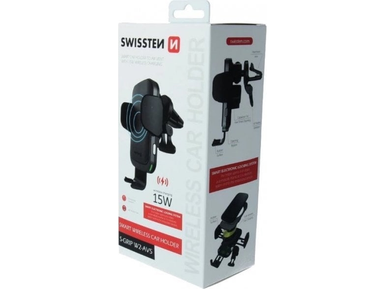 Swissten W2-Av5 Air Vent Car Holder With 15W Wireless Charging + Micro Usb Cable 1.2M
