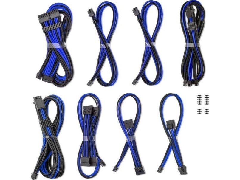 Cablemod C-Series Pro Modmesh Sleeved 12V-2X6 12Vhpwr Dual Stealthsense Cable Kit Für Corsair Rmi, Rmx (Black Label) - Schwarz/Blau