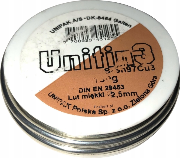 Unipak Lodemiddel Blød S-Sn97cu3 2,5 Mm 100 G - 4514230
