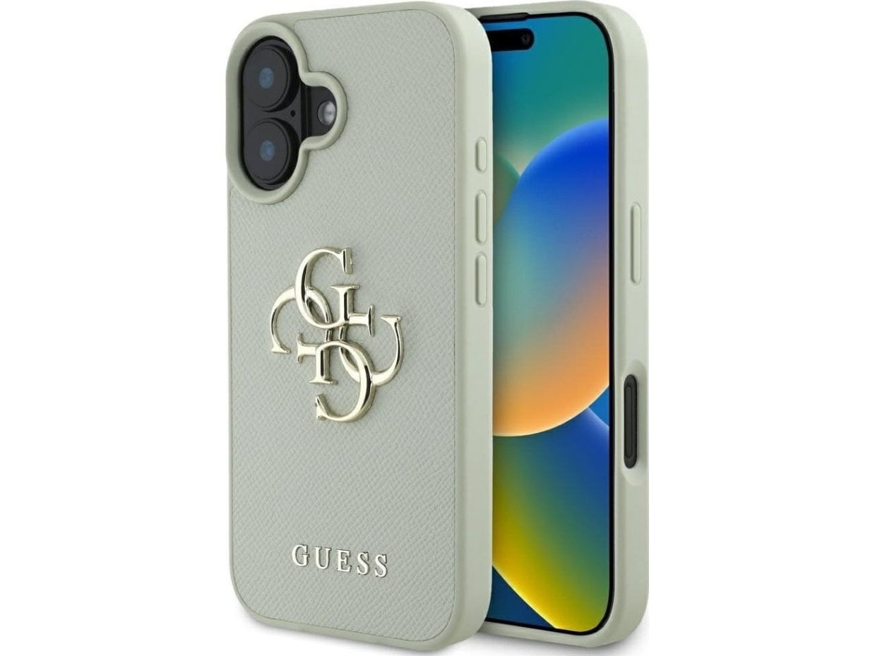 Guess Grained Big 4G Logo Small Classic Logo - Etui Do Iphone 16 (Zielony)