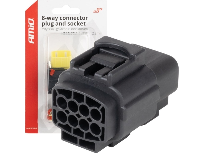 Elektrisk stik vandtæt 8-polet 2,2 mm amio-04350