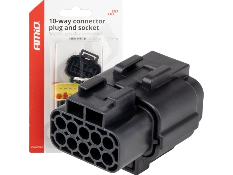 Vandtæt elektrisk stikforbinder-sæt 10 pin 2,2 mm amio-04351
