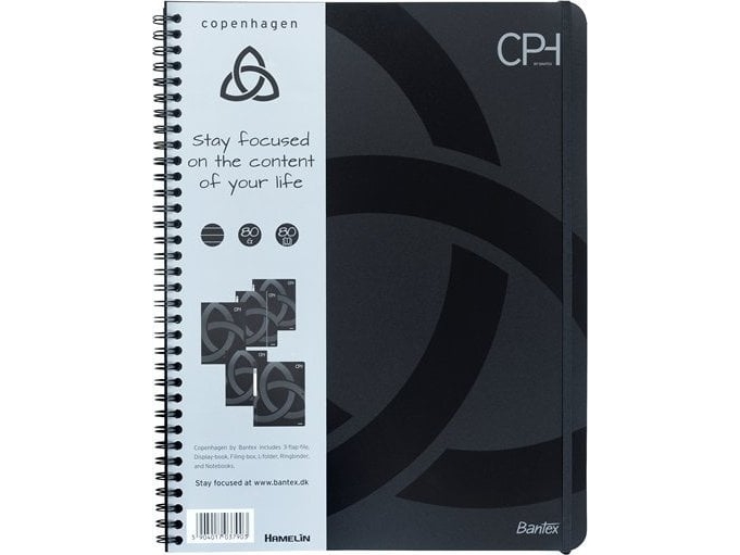Notesbog Bantex Cph + Linjeret Sort