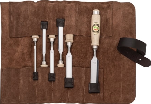Kirschen Kirschen Firmer Chisel Set 6pcs. Leather Bag 6-10-12-16-20-26
