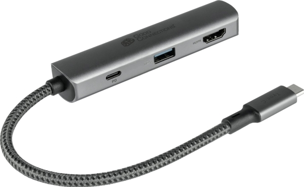 Good Connections Usb-C-Hub 3-Port 1X Hdmi 2.0 Usb-C Pd 94W Usb 3.0 A Anthrazit Good