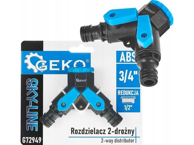 Bradas Fordelerrør 2-Vejs 3/4" Med Reduktion 1/2" Og To Ventiler - Udgange 1/2" Sky-Line (120)