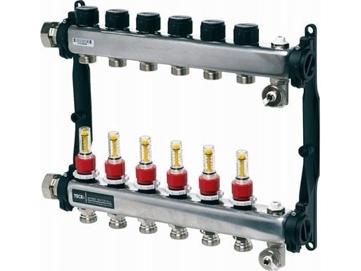 Tece 6-sektioners manifold i rustfrit stål (77310006)