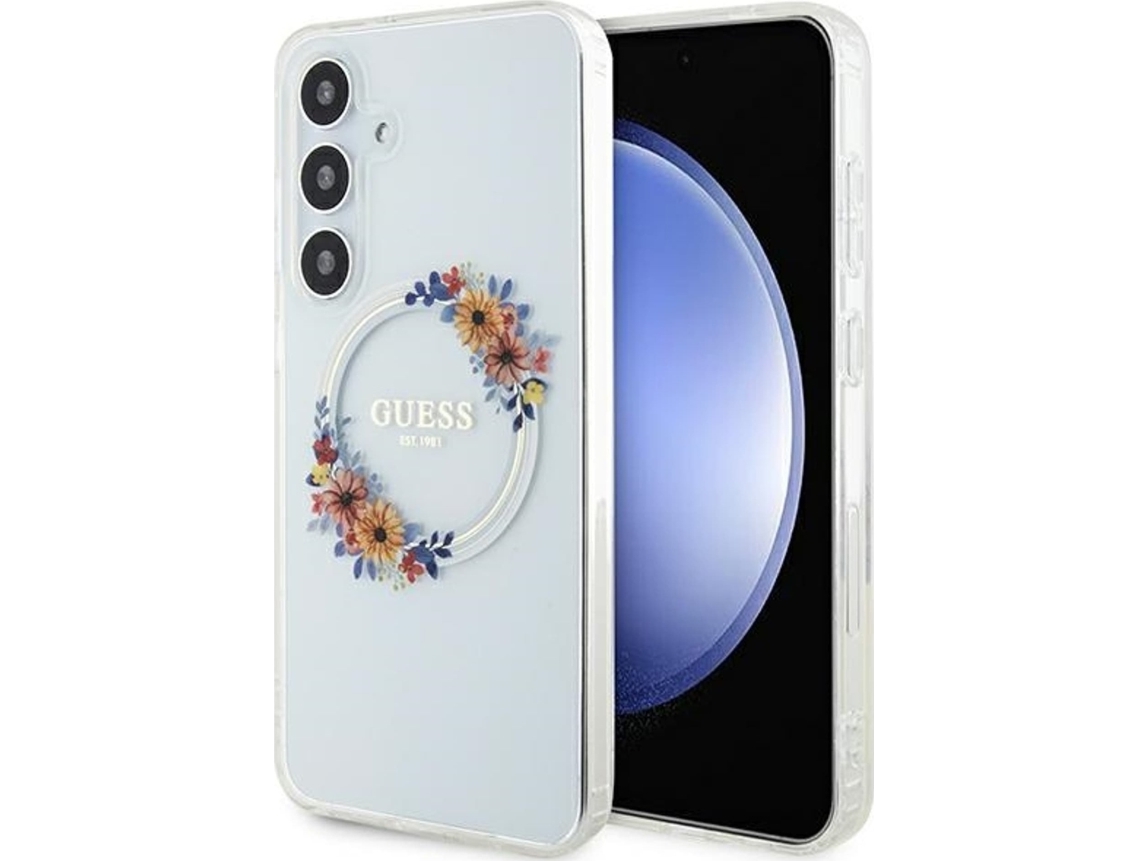 Guess Fodral Till Samsung Galaxy S24 Plus Guhms24mhfwfct Transparent Hc Magsafe Iml Flowers Wreath