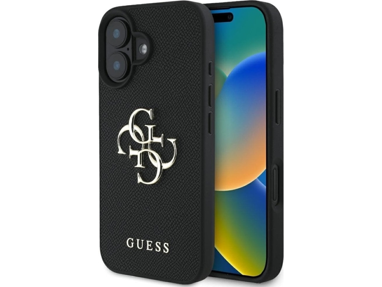 Guess Grained Big 4G Logo Small Classic Logo - Etui Do Iphone 16 (Czarny)