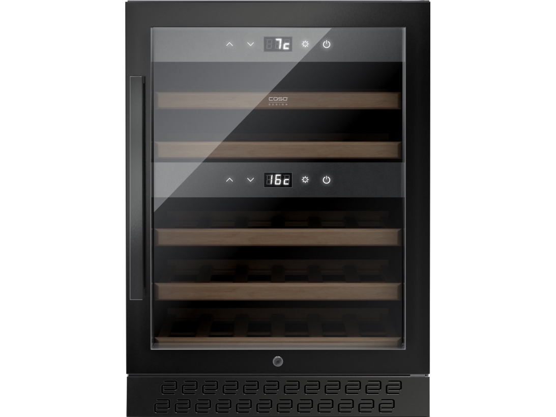 Caso | Vyno aušintuvas | WineChef Pro 40 | Energijos vartojimo efektyvumo klasė G | Vitrina | Laisvai pastatomas | Butelių talpa 40 butelių | Aušinimo tipas: Kompresorinė technologija | Juodas