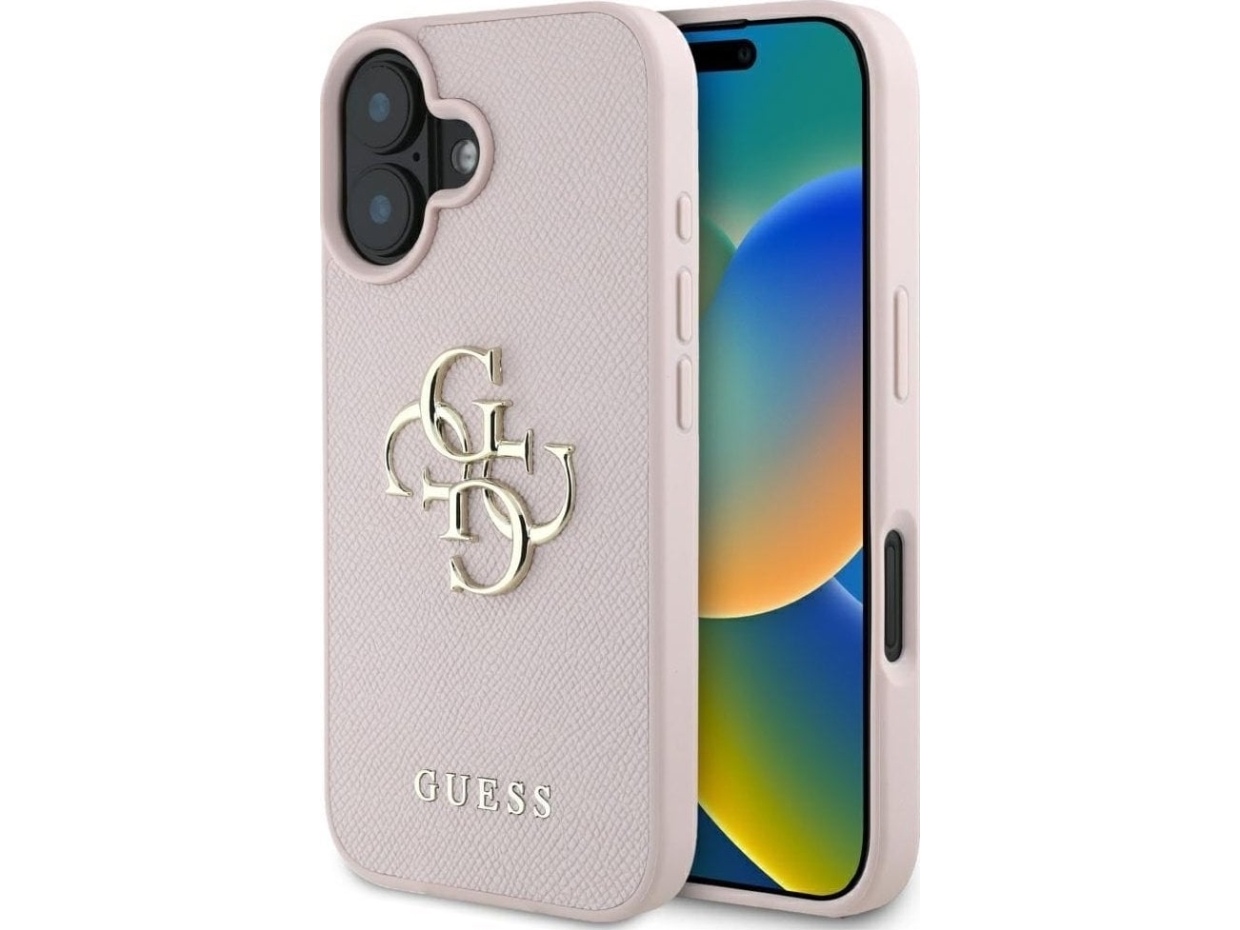 Guess Grained Big 4G Logo Small Classic Logo - Etui Do Iphone 16 (Różowy)