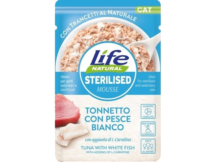 Life Pet Care Life Cat Sterilisiert Nassfutter Für Katzen Thunfisch Weiße Fische 70 G