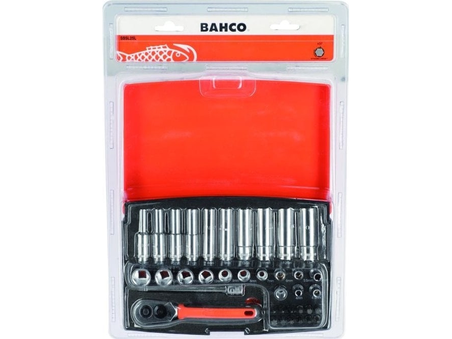 Satz Steckschlüsseleinsätze, Bits Und Zubehör 4-13Mm, Bits Ph,Hex,Torx 1/4" 37Stück In Blisterpackung. Bahco