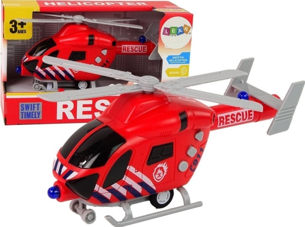 Lean Toys Gaisrinės gelbėjimo sraigtasparnis su garsais ir šviesomis