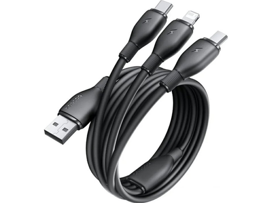 Usb-Kabel Baseus Usb-A - Usb-C + Microusb + Lightning 0,8 M Schwarz (6932172679590)
