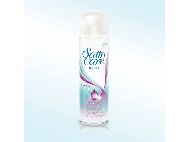Gillette Satin Care Dry Skin, Rakgel, Kvinna, Torr hud, 200 ml, Water/EAU, Glycerin, Palmitic Acid, Triethanolamine, Stearic Acid, Isopentane, Glyceryl Oleate,..., 1 styck | Hårvård - Rakning och skäggvård - Rakskum och gel för rakning | GameStuff