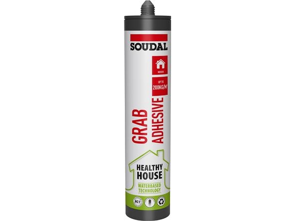 SOUDAL Grab Adhesive Healthy House er et vandbaseret klæbemiddel fremstillet af 80 % genbrugsmaterialer. 290ML | Verktyg & Verkstad - Underhåll - Smörjmedel | GameStuff