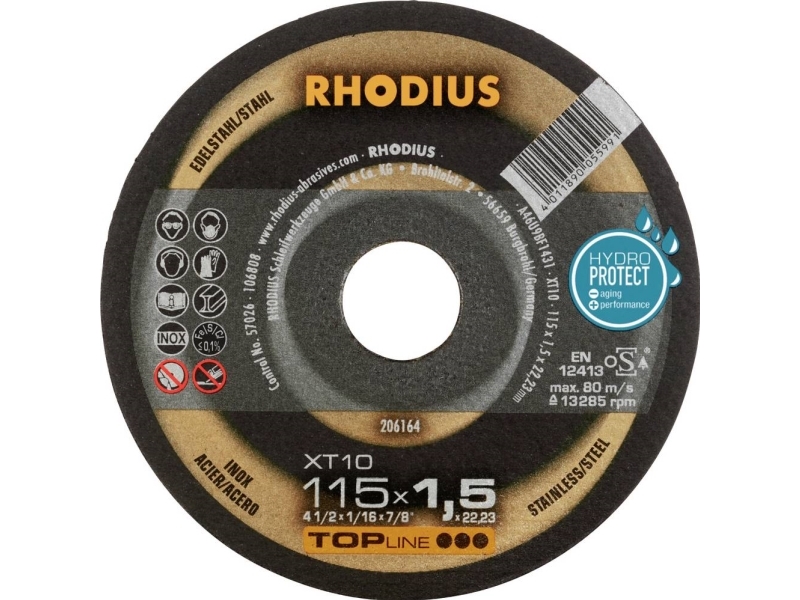 Rhodius 206164 Skæreskive lige 115 mm 22.23 mm 1 stk