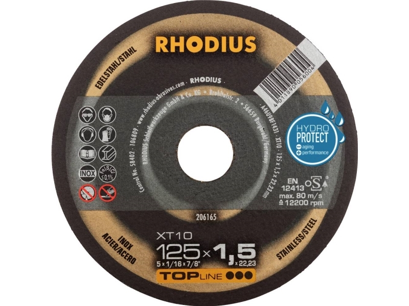 Rhodius XT10 206165 Skæreskive lige 125 mm 22.23 mm 1 stk