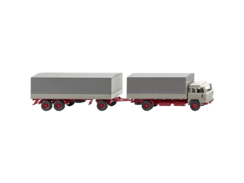 Wiking 045502 H0 Lastkraftwagen Modell Magirus 235 D Gepäckzug, Kieselgrau