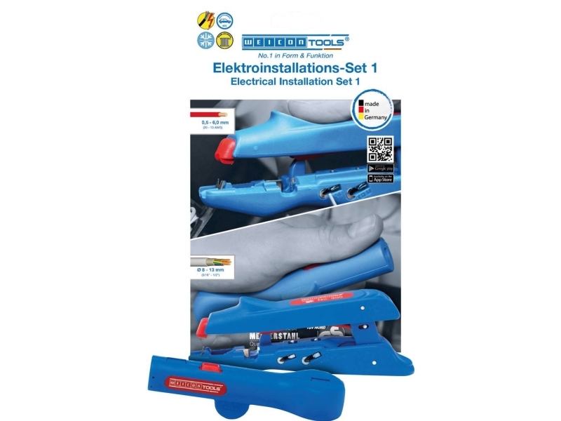 Weicon Tools 10039675 No 300 + No 13 Kabelbeklædningsfjerner Sæt Egnet Til Ledare Med Pvc-Isolering 0.5 Til 6.0 Mm²
